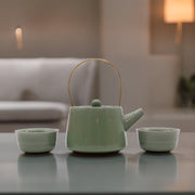 Jade Teapot Set - Pot & Two Cups