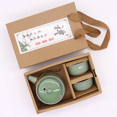 Jade Teapot Set - Pot & Two Cups