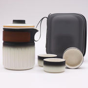 Travel Ceramic Teapot Set - Three Cups - Travel Pack